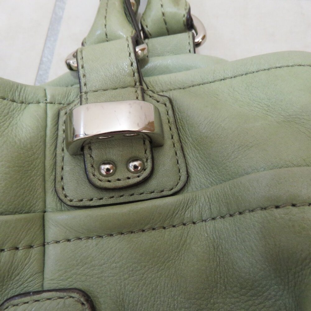 b. makowsky Light Sage Leather Shoulder Bag with Front Pockets - Picture 4 of 16